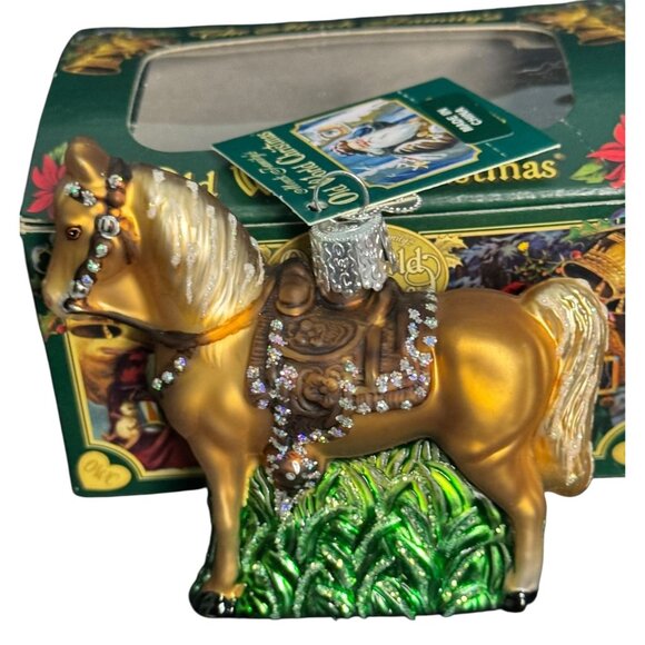 Western Horse Ornament Glass Handcrafted By Merck Familys Old World Christmas Wi - Picture 5 of 10